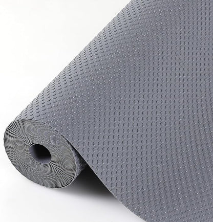 Hersvin Shelf Liners, 18in x 20ft Kitchen Drawer Mats, Non-Adhesive EVA Cupboard Protector, Cabinet Lining (Dark Gray/Dot)