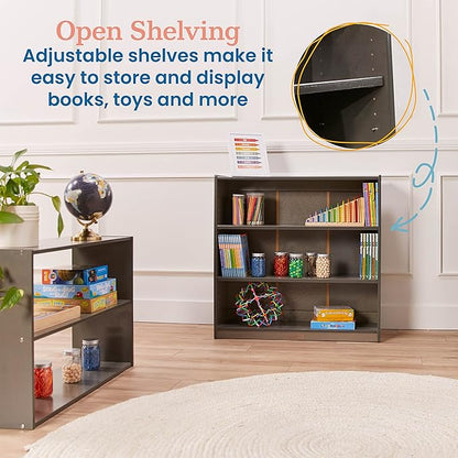 ECR4Kids Wooden Classic Bookcase with Adjustable Shelves, 36in, Classroom Bookshelf, Grey Wash
