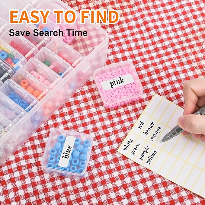 Bead Organizer Box, 90pcs Small Clear Plastic Storage Containers, Craft Storage Box Features Hinged Lid and Labels, Mini Boxes for Bracelets, Jewelry, Diamonds, Clay Beads, Screws, Seeds, Small Parts