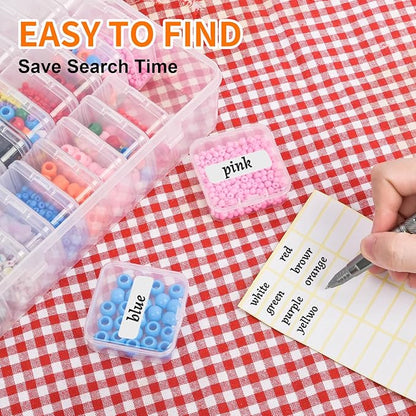 Bead Organizer Box, 90pcs Small Clear Plastic Storage Containers, Craft Storage Box Features Hinged Lid and Labels, Mini Boxes for Bracelets, Jewelry, Diamonds, Clay Beads, Screws, Seeds, Small Parts
