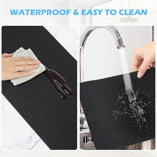 Drawer Liners, Waterproof Shelf Liner, Anti-Slip Non-Adhesive BPA Free Kitchen Cupboard Cabinet Liner Refridge Fridge Mats Sink Protector Strong Durable for Home (Black/11.8in x 10Ft)