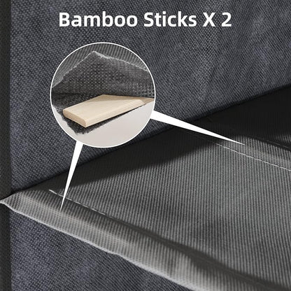 2 Packs Hanging Closet Organizer Stroage, 3-Shelf Hanging Shelves with Bamboo Inserts & Side Pocket, Grey