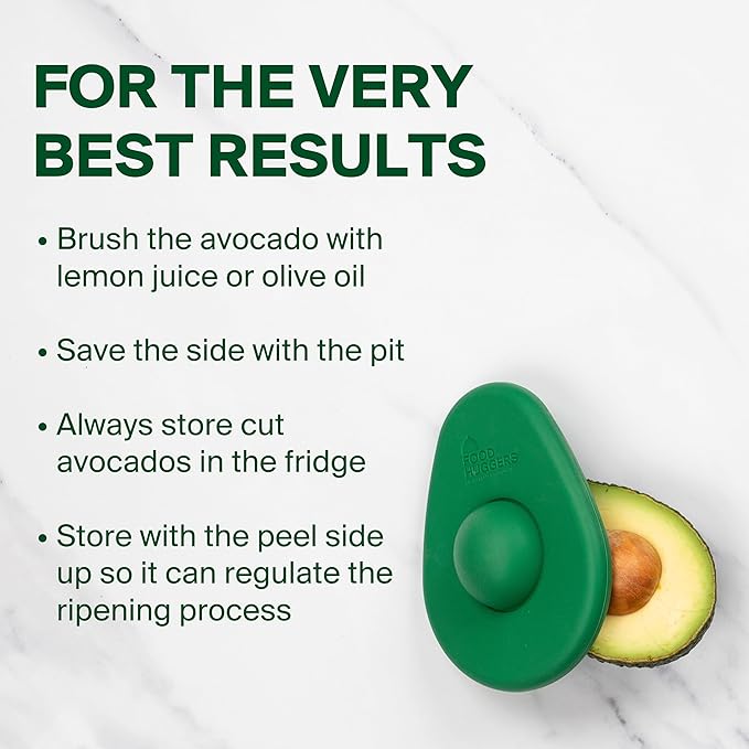 Food Huggers Avocado Huggers 2pc Silicone Reusable Avocado Savers with Pit Storage | BPA Free, Dishwasher Safe Holder | Large & Small Set