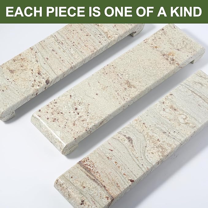Natural Marble Pedestal Stand, Marble Tray for Kitchen Counter, Bathroom, Home Decor, Small Potted Plant Tray 4.02" x 15.98" Soap Dish Holder for Jewelry, Vanity, Counter Luxury Decorative Tray (River White)