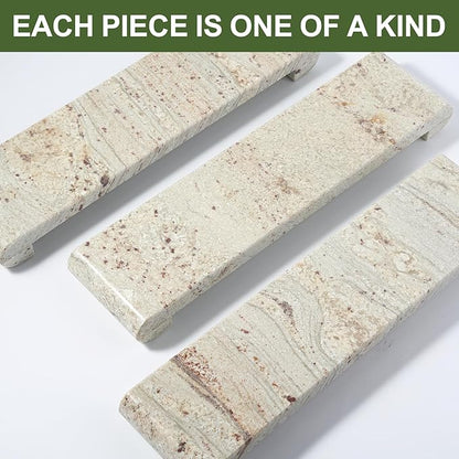 Natural Marble Pedestal Stand, Marble Tray for Kitchen Counter, Bathroom, Home Decor, Small Potted Plant Tray 4.02" x 15.98" Soap Dish Holder for Jewelry, Vanity, Counter Luxury Decorative Tray (River White)