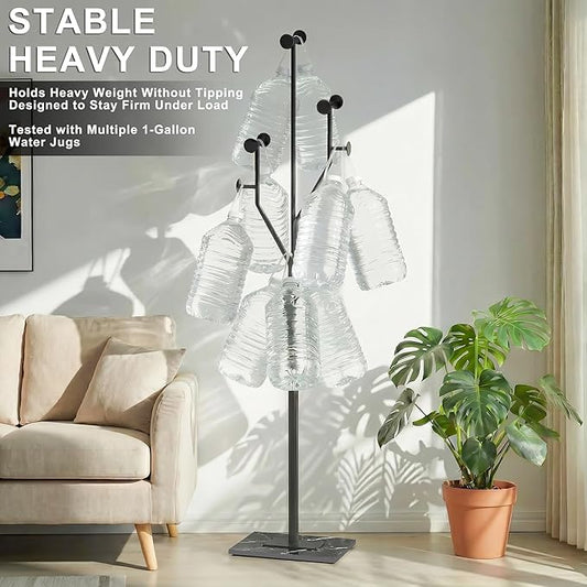 Coat Rack Stand, Freestanding Metal Coat Rack with Sturdy Marble Base, Modern Standing Coat Rack Tree for Entryway, Bedroom, Office & Hallway, Space-Saving Design, Black, 68.9 Inches Tall