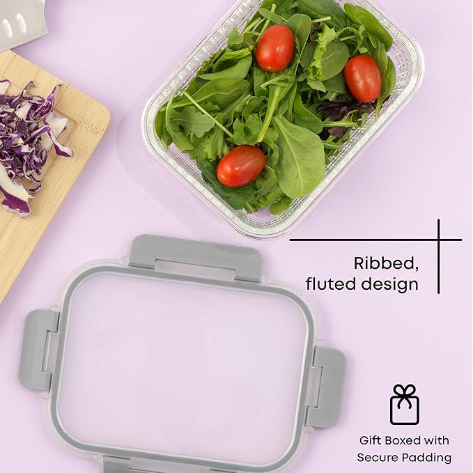 JoyJolt 24pc Borosilicate Glass Storage Containers with Lids | 12 Airtight/Freezer Safe Food Storage Containers for Pantry and Kitchen | Meal Prep Container for Lunch | Glass Tupperware Set