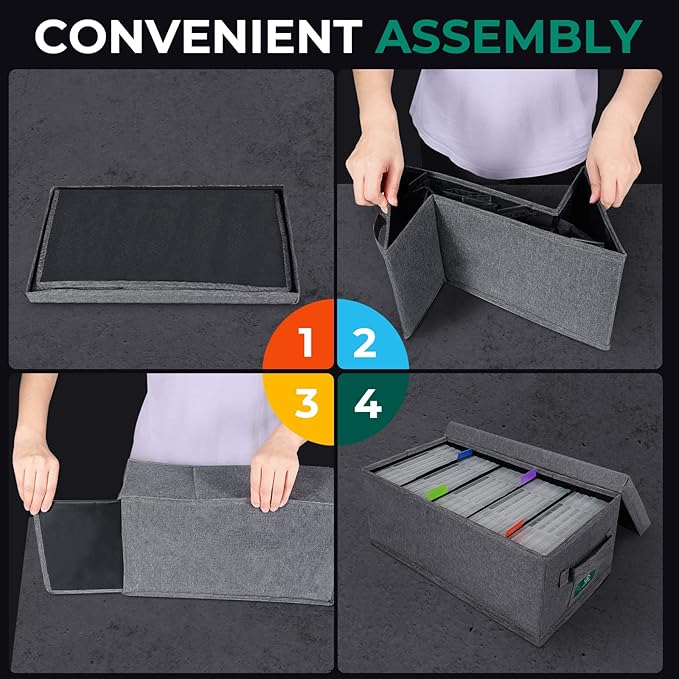 DVD Storage Box Pack of 3, Practical DVD Case Holder Organizer 15.75 x 8.46 x 6.3 Inch, Disc Holders with Lid for Movie & Video Game Storage, DVD Rack to Hold up to 75 DVD Cases - Gray