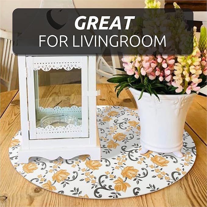 FIFTY FEET 18X96 Inch Shelf Liner for Kitchen Cabinets, PVC Drawer Liner for Dresser Non-Slip Bathroom, Non-Adhesive Cabinet Liner Washable (Yellow Floral)(2 Roll)