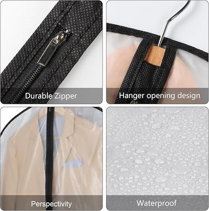 Kntiwiwo Garment Bags Clear Suit Bag for Closet Storage Hanging Clothes Dress Cover Bags (40"12pcs-Black Edges)