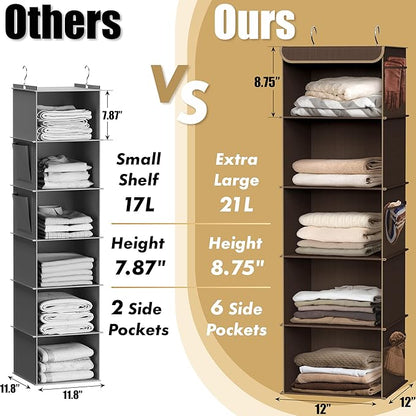 Simple Houseware 5 Shelf Hanging Closet Organizer, Brown