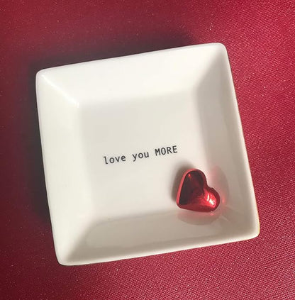 Simply Charmed Love You More Valentine's Day Gift | Husband and Wife Ring Dish | Jewelry Ring Holder | Elegant Trinket Tray Organizer Dish | Gift for Loved One