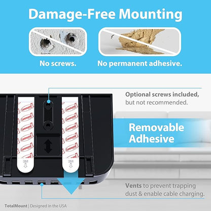 TotalMount Hole-Free Remote Holder – Eliminates Need to Drill Holes in Your Wall (Premium Black Holder for 2 or 3 Remotes)