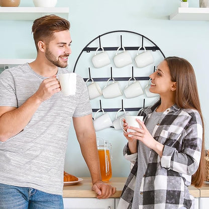 Claimed Corner Mug Rack with Sturdy Steel Frame, Matte Black Finish, Removable Rubber Caps, Wall Mounted (Round 24" x 24")