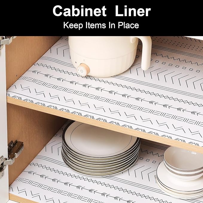 Cooyes Shelf Liner Drawer Liners, Shelf Liners for Kitchen Cabinets, Non-Adhesive Cabinet Liner, EVA Waterproof Non-Slip Refrigerator Liners for Kitchen Drawers（23.6" W x 118" L）