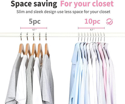 TOPIA HANGER Non Slip Hanger 20 Pack, Metal Clothes Hangers Space Saving, Heavy Duty Rubber Coated Wire Hanger for Coat, Shirt, Dress, Pants-Pink, CT12P