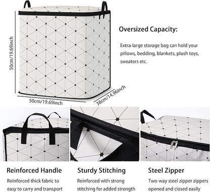 Dawuyu king comforter storage bag,clothes blanket bedding pillow quilt organizer for closet,fabric moving bags with portable handles and zipper 95L(2pack)