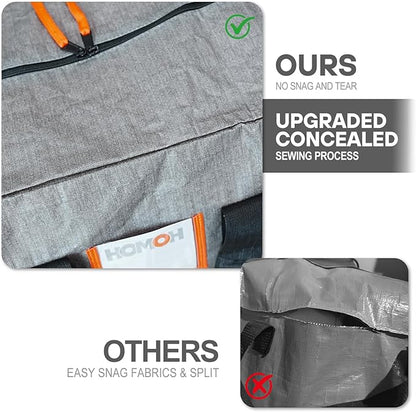 4 Pack Moving Bags Heavy Duty, Storage Bags for Clothes, Large Packing Tote with Wrap Around Handles, Internal Compression Straps, Alternative to Moving Boxes, Grey and Black