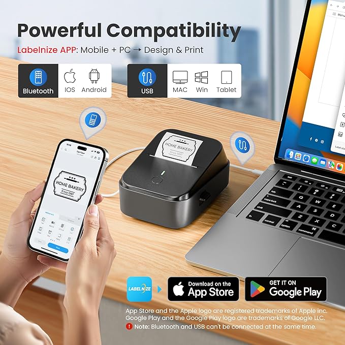 PM260 Label Maker Machine with Tape, 2 Inch Label Tape Maker Bluetooth Label Printer, Inkless Portable Label Maker with Smart AI APP for Home, Kitchen, School, Office Organization, Black