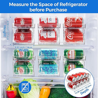 BingoHive Rolling Soda Can Organizer for Refrigerator Can Dispenser for Beer Soda Seltzer Pop Can Soda Organizer for 10 Standard Size 11.15oz or 12oz Cans Holder Storage Pantry Organization