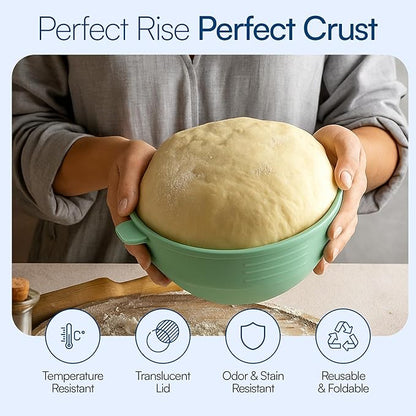 SAMATIZE Pizza Dough Proofing Containers with Lids – 4-Pack Silicone Stackable Boxes for Pizza Dough Balls – Airtight, BPA-Free Rising Buckets – Microwave & Freezer Safe Storage Set