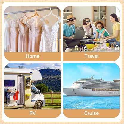 12 Pcs Travel Hangers Cruise Ship Essentials Foldable Portable Plastic Vacation Hangers Non Slip Clothes Drying Rack Travel Accessories for Dormitory School Hotel Laundry (Lively Color)