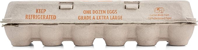 MT Products Printed Natural Pulp Egg Cartons 1 Dozen - Disposable Egg Storage Container (Pack of 25) - Made in the USA