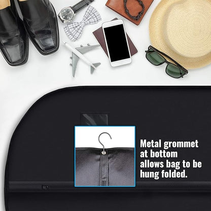 Plixio Black Garment Bags for Hanging Clothes, Men Suit Bag for Travel and Clothing Storage of Women Dresses, Shirts, Fur Coats, Dance Costumes Suit Cover - Closet Storage Long Garment Bags w/Zipper