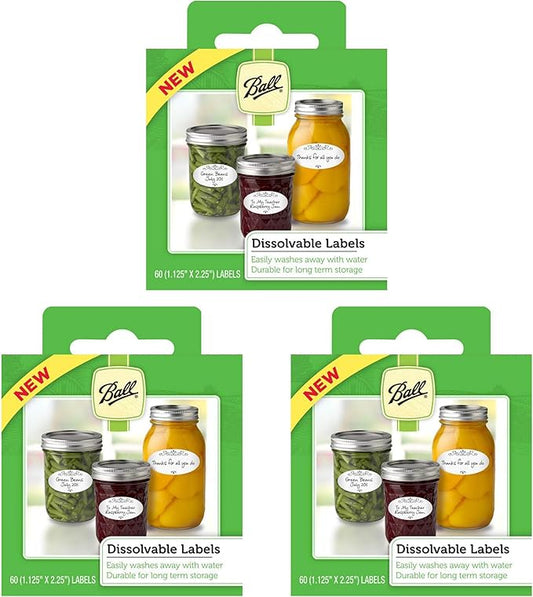 Jarden Ball Dissolvable Canning Labels, 60-Labels per Pack (3-Packs Total)