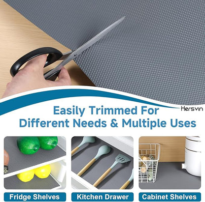 Hersvin Shelf Liners 20 in x 20 ft Thickened EVA Drawer Mats, Non-Adhesive Cupboard Pad, Kitchen Cabinet Lining Fridge Cushion (Gray Diamond, 50.8x610cm)