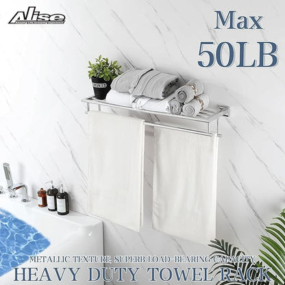 Alise Towel Rack,Towel Hanger Towel Shelf with Double Towel Bars for Bathroom Lavatory,28 Inch SUS 304 Stainless Steel Wall Mount Towel Holder,Polished Chrome