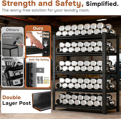 Over Washer and Dryer Shelves,4 Tier Adjustable Height Shelving,Space Saving Shelf,Adjustable Easy to Install,Space Saver Laundry Shelf Organizer,63”H*17.7”D*39.3“W