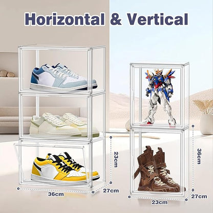 EZJOB 12 Pack Clear Shoes Box Shoe Storage Organizer for Closet Stackable Acrylic Handbag Display Case Shoe Organizer for Entryway