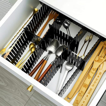 Blosssound 15pcs 5.12x 15 Tall Drawer Divider Adjustable Drawer Organizer DIY Ultra Deep Storage Organizer Separator with Fixed Buckle for Underwear Socks Dormitory Office Kitchen Bedroom(Black)