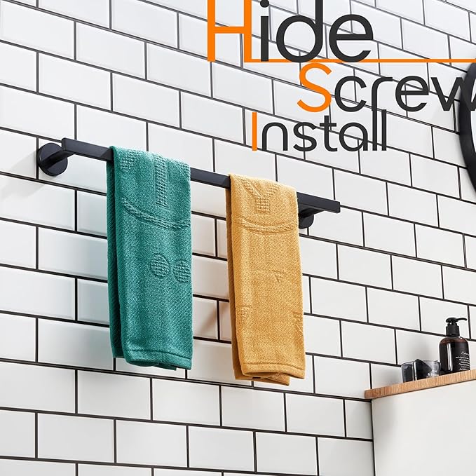 24 Inch Bathroom Towel Racks Bath Towel Bars Kitchen Towel Holder Towel Rails Wall Mounted SUS304 Stainless Steel Matte Black AN4001MB-L24
