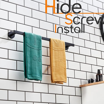 24 Inch Bathroom Towel Racks Bath Towel Bars Kitchen Towel Holder Towel Rails Wall Mounted SUS304 Stainless Steel Matte Black AN4001MB-L24