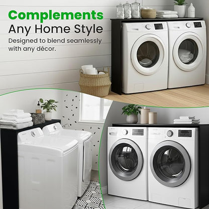 Over the Washer and Dryer Storage Shelf – Engineered Wood Laundry Room Organizer with Side Panels, Wall-Mounted Washer Dryer Utility Shelf Top Surface for Folding and Laundry Supplies