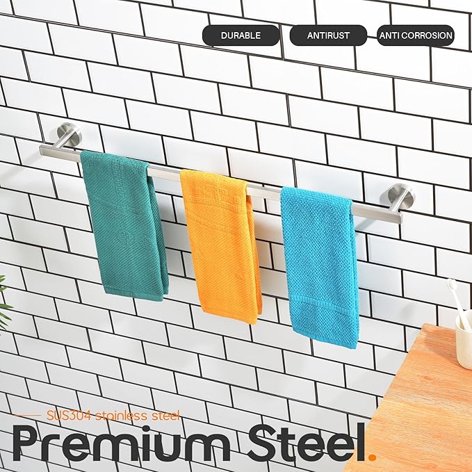 32 Inch Bathroom Towel Bar Bath Towel Rack Kitchen Towel Holder Long Towel Rails Wall Mounted SUS304 Stainless Steel Brushed Nickel AN4001BR-L32