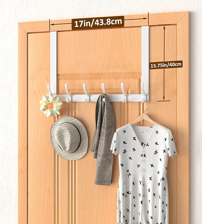 CHAUNCEY HOME Long Over The Door Hooks Hanger with 15.75" Arms for Easier Access by Shorter, Heavy Duty Door Hanger for Coat, F16U, Fits Standard 1 3/4'' Doors, Towel Racks for Bathroom, Black