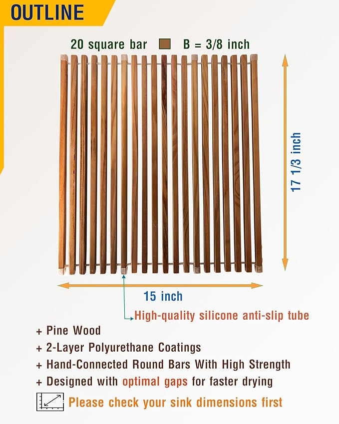 Roll Up Wooden Drying Rack Over The Sink Kitchen, Cover Sink Dry Dishes Bowl Spoon Quickly, Aesthetics and Finishes Coating, Neat Design Stain-Resistant Easy to Dry (Natural Wood color)