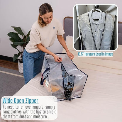 VENO 10 Pack Moving Bags w/Backpack Straps, Heavy Duty, Moving Boxes Alternative, Packing Supplies, Large Storage Totes for Dorm Room Essentials with Zipper for Clothes (Clear, 10 Pack)