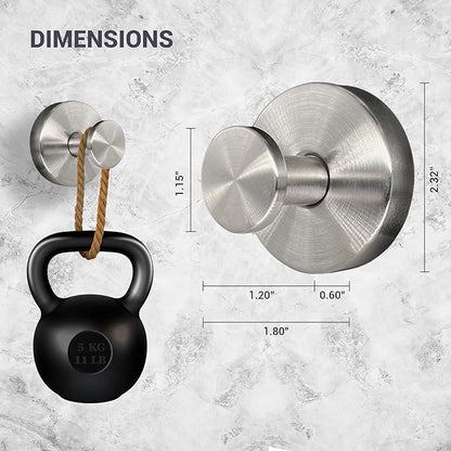 Welsa Suction Cup Hooks for Shower - 2 Pack, Matte Chrome - Stainless Steel, Strong Suction, No Drill, Removable Hanger, Tile Bathroom Kitchen Wall, Glass Door, Mirror Hook Hanging Robe, Towel Holder