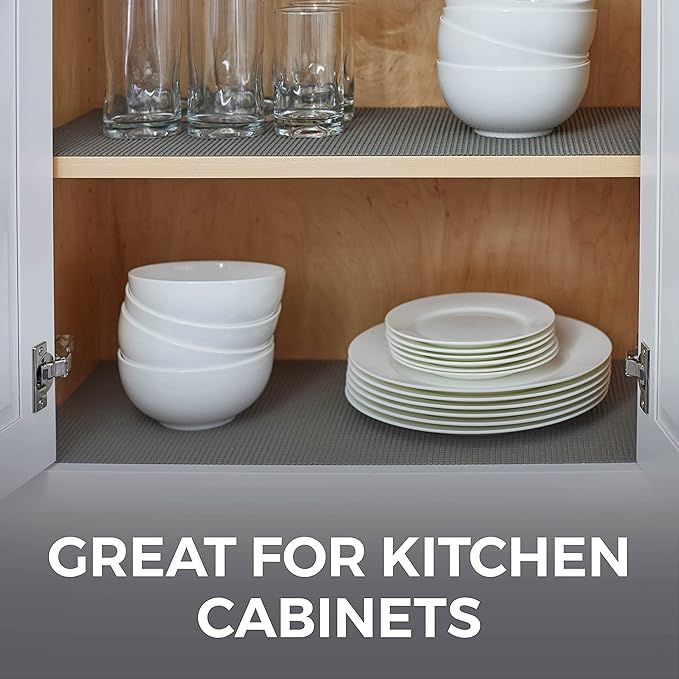HOME GENIE Shelf Drawer and Cabinet Liner, Durable with Strong Grip, 17.5 IN x 20 FT, Non Adhesive Liners Protect Kitchen Cabinets and Cupboard, Pantry, Bathroom Drawers and Shelves, Desks, Slate Gray