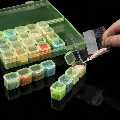 Mr. Pen- Bead Storage Containers, 28 Grids, 2 Pack, Transparent Green Small Bead Organizer Box