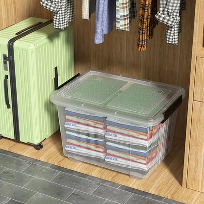 30 L Clear Latching Storage Bin with Wheels, 4 Packs Plastic Storage Container Boxes with Lids