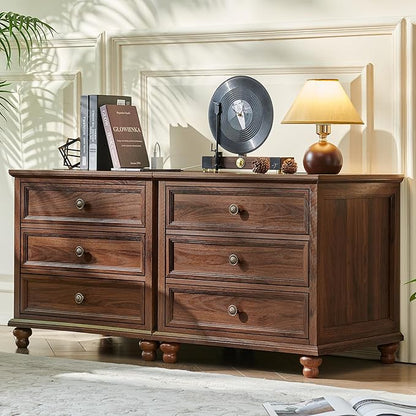 Joaxswe Farmhouse Nightstand Set of 2 with Charging Station, 24" Wide End Table with 3 Drawers,Dresser for Bedroom,Bed Side Table Chest of Drawers Cabinet,Wood Brown Night Stand for Living Room