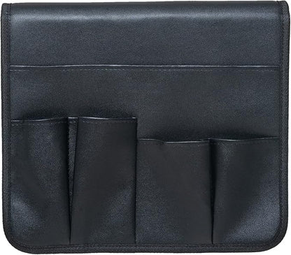 PU Leather Sofa Armrest Organizer, Armchair Magazine Holders, Waterproof Remote Holder for Recliner Couch with 1 Large Pocket, 4 Small Pockets for Magazine, Remote, Phone, Ipad, Books (Black)