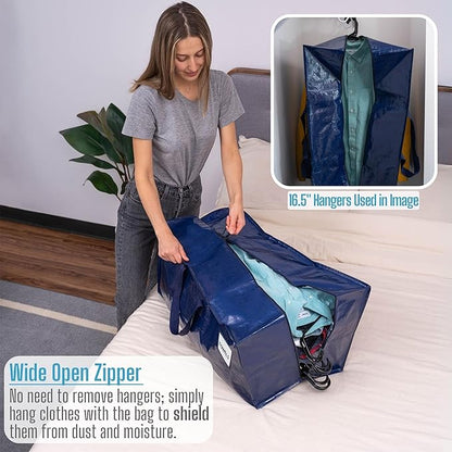 VENO 6 Pack Moving Bags w/Backpack Straps, Heavy Duty, Moving Boxes Alternative, Packing Supplies, Large Storage Totes for Dorm Room Essentials with Zipper for Clothes (Blue, 6 Pack)