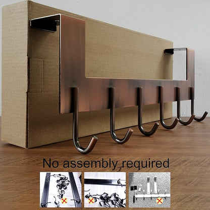 WEBI Over The Door Hooks for Hanging,Door Hanger:Over The Door Towel Rack,Over The Door Coat Rack Door Coat Hanger,6 Hooks for Hanging Clothes,Towels,Hats,Back of Bathroom,Antique Copper