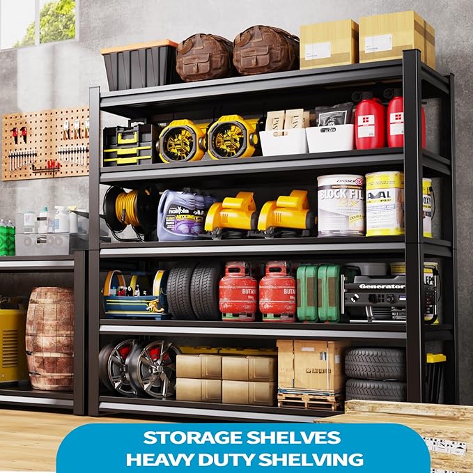72" H Garage Storage Shelves 5-Tier,Garage Storage System Shelves Adjustable 2000LBS,Storage Shelving for Basement,Pantry,Kitchen,Warehouse, 72''H x 36''W x 16''D